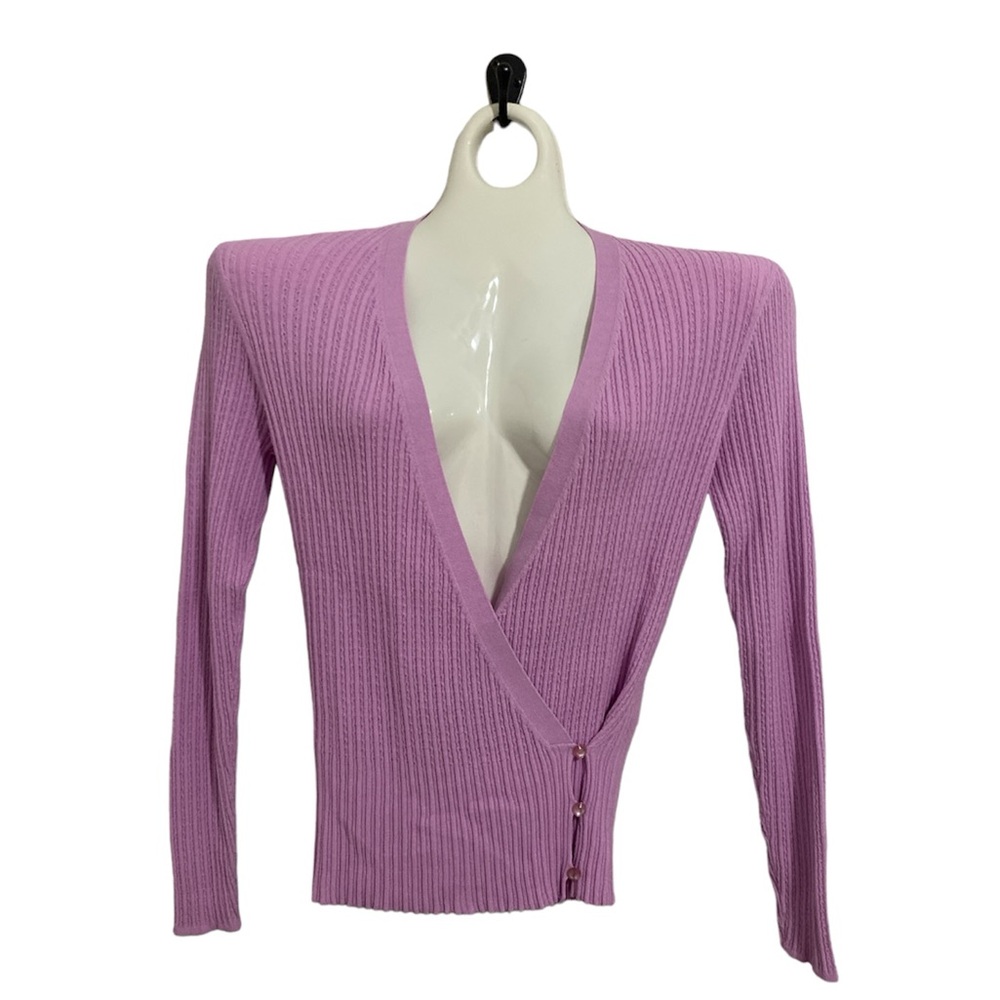 LOFT Lilac Ribbed V-Neck Wrap Sweater